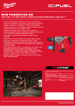 MILWAUKEE M18 FUEL™ 45 mm vrtací a bourací kladivo SDS-Max s technologií ONE-KEY™ 4933493445 A4 PDF