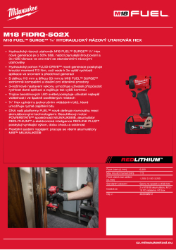 MILWAUKEE M18 FUEL™ SURGE™ ¼″ hydraulický rázový utahovák Hex 4933498912 A4 PDF