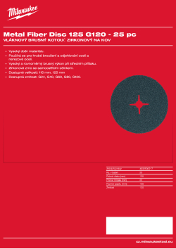 MILWAUKEE Vláknový brusný kotouč na kov 125 mm, G120 – 25 ks 4932500217 A4 PDF