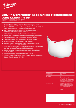 MILWAUKEE Náhradní čirý zorník pro ochranný štít BOLT™ Contractor 4932498239 A4 PDF
