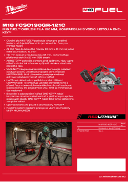 MILWAUKEE M18 FUEL™ okružní pila 190 mm, kompatibilní s vodicí lištou a ONE-KEY™ 4933498994 A4 PDF