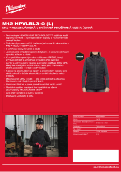MILWAUKEE M12™ dámská vyhřívaná prošívaná vesta – černá 4932493854 A4 PDF