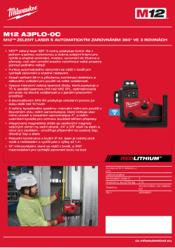 MILWAUKEE M12™ zelený laser s automatickým zarovnáním 360° ve 3 rovinách 4933499001 A4 PDF