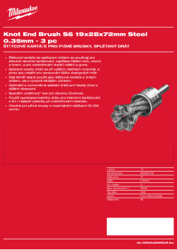 MILWAUKEE Štětcový kartáč S6 19×28×72 mm, ocelový, splétaný drát 0,35 mm – 3 ks 4932501730 A4 PDF