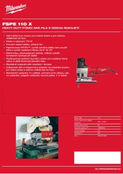 MILWAUKEE Heavy Duty přímočará pila s nízkou rukojetí 4933500567 A4 PDF
