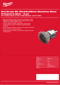 MILWAUKEE Štětcový kartáč S6 30×25×68 mm, nerezový, vlnitý drát 0,3 mm – 3 ks 4932501725 A4 PDF