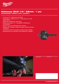 MILWAUKEE Shockwave Holesaws 4932501135 A4 PDF