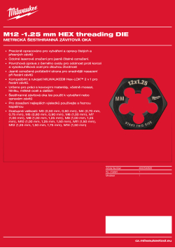 MILWAUKEE Šestihranné závitové oko M12–1,25 mm 4932500626 A4 PDF