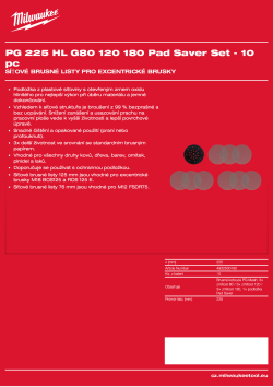 MILWAUKEE Power Grid 225 mm, H&L, zrnitost 80/120/180, sada s podložkou Pad Saver – 10 ks 4932500192 A4 PDF