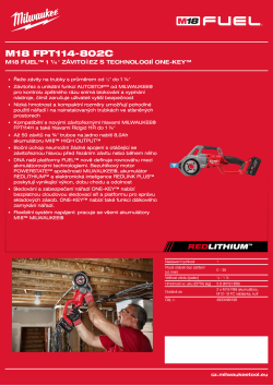 MILWAUKEE M18 FUEL™ 1 ¼″ závitořez s technologií ONE-KEY™ 4933499198 A4 PDF