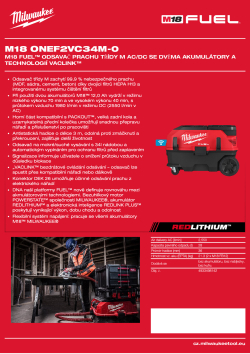 MILWAUKEE M18 FUEL™ odsavač prachu třídy M AC/DC na dva akumulátory a technologií VACLINK™ 4933498142 A4 PDF