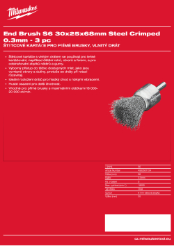 MILWAUKEE Štětcový kartáč S6 30×25×68 mm, ocelový, vlnitý drát 0,3 mm – 3 ks 4932501724 A4 PDF