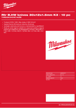 MILWAUKEE Tvrdokovové nože pro frézky, 30x 12 x 1,5 mm, K3 – 10 ks 4932501071 A4 PDF