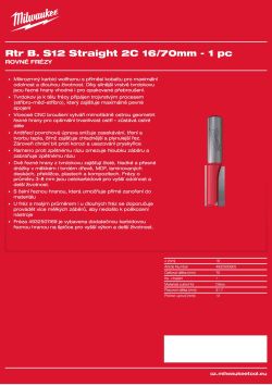 MILWAUKEE Rovná fréza, stopka 12 mm, 2C 16/70 mm – 1 ks 4932500905 A4 PDF