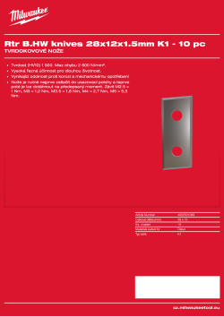 MILWAUKEE Tvrdokovové nože pro frézky, 28 x 12 x 1,5 mm, K1 – 10 ks 4932501069 A4 PDF