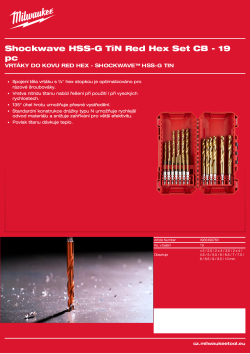 MILWAUKEE Shockwave sada vrtáků HSS Tin Red Hex (19 ks) 4932499763 A4 PDF