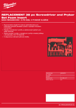 MILWAUKEE Náhradní pěnová vložka pro sadu šroubováků a páčidel v pěnové vložce 4932500761 A4 PDF