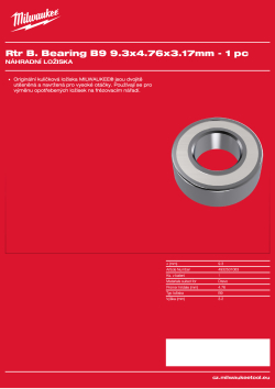 MILWAUKEE Ložisko B9 9,3x4,76x3,17 mm – 1 ks 4932501063 A4 PDF