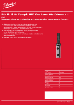 MILWAUKEE Šablonová fréza s tvrdokovovými břity pro laminát, stopka 12 mm, 19 / 100 mm – 1 ks 4932500950 A4 PDF