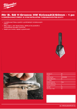 MILWAUKEE V-drážkovací fréza s tvrdokovovým břitem, stopka 8 mm, 23 / 60 mm – 1 ks 4932500958 A4 PDF