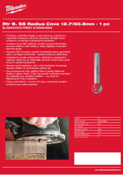 MILWAUKEE Žlábkovací fréza s rádiusem, upínání 8 mm, 12,7 / 50,8 mm – 1 ks 4932500969 A4 PDF
