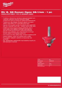 MILWAUKEE Fréza Roman Ogee se stopkou 8 mm, 38,1 mm – 1 ks 4932501037 A4 PDF