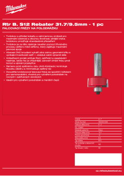 MILWAUKEE Falcovací fréza, stopka 12 mm, 31,7 / 9,5 mm – 1 ks 4932501209 A4 PDF