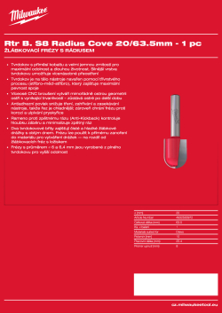 MILWAUKEE Žlábkovací fréza s rádiusem, upínání 8 mm, 20/60 mm – 1 ks 4932500972 A4 PDF