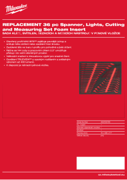 MILWAUKEE Náhradní pěnová vložka pro 36dílnou sadu klíčů, svítilen, řezacích a měřicích nástrojů 4932500765 A4 PDF
