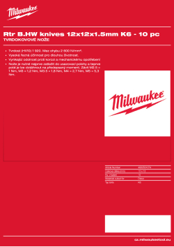 MILWAUKEE Tvrdokovové nože pro frézky, 12x 12x 1,5 mm, K6 – 10 ks 4932501074 A4 PDF
