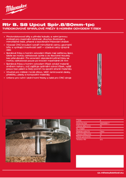 MILWAUKEE Fréza s horním odvodem třísek, stopka 8 mm, 8/80 mm – 1 ks 4932500917 A4 PDF
