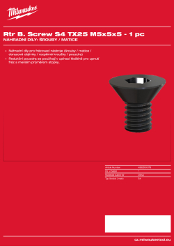MILWAUKEE Upevňovací šroub S4 TX M5 × 5 x 5 – 1 ks 4932501078 A4 PDF