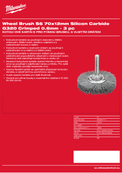 MILWAUKEE Kotoučový kartáč S6 70×12 mm, karbid křemíku G320, vlnitý drát 0,6 mm – 3 ks 4932501714 A4 PDF