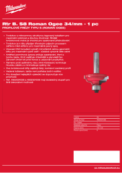 MILWAUKEE Fréza Roman Ogee se stopkou 8 mm, 34 mm – 1 ks 4932501039 A4 PDF