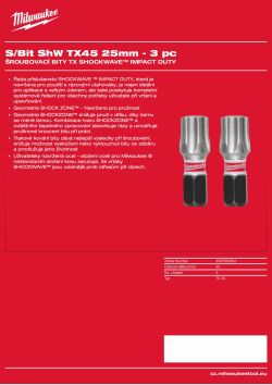 MILWAUKEE TX45 x 25 mm - 3 ks 4932500394 A4 PDF