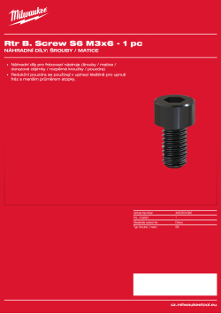 MILWAUKEE Upevňovací šroub S6 M3 x 6 - 1pc 4932501080 A4 PDF