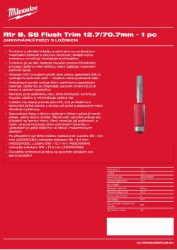 MILWAUKEE Zarovnávací fréza s ložiskem, stopka 8 mm, 12,7/70,7 mm – 1 ks 4932500930 A4 PDF