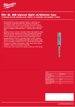 MILWAUKEE Fréza s horním odvodem třísek, stopka 8 mm, 4/60 mm – 1 ks 4932500914 A4 PDF