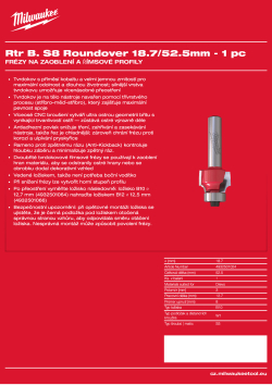 MILWAUKEE Zaoblovací fréza, stopka 8 mm, 18,7 / 52,5 mm – 1 ks 4932501024 A4 PDF