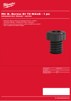 MILWAUKEE Upevňovací šroub (TORX) M4 × 6, S1 – 1 ks 4932501075 A4 PDF