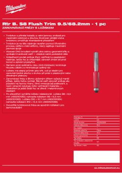 MILWAUKEE Zarovnávací fréza s ložiskem, stopka 8 mm, 9,5/68,2 mm – 1 ks 4932500929 A4 PDF