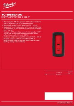 MILWAUKEE Síťový adaptér USB-C 100 W 4932500226 A4 PDF
