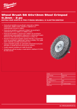 MILWAUKEE Kotoučový kartáč S6 60×13 mm, ocelový, vlnitý drát 0,3 mm – 3 ks 4932501705 A4 PDF