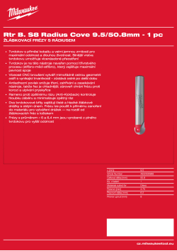 MILWAUKEE Žlábkovací fréza s rádiusem, upínání 8 mm, 9,5 / 50,8 mm – 1 ks 4932500968 A4 PDF