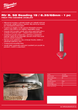 MILWAUKEE Fréza pro ozdobné zaoblení se stopkou 8 mm, 19 / 6,35 / 68 mm – 1 ks 4932500963 A4 PDF