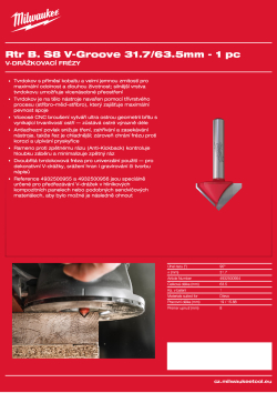 MILWAUKEE V-drážkovací fréza, stopka 8 mm, 31,7 / 63,5 mm – 1 ks 4932500954 A4 PDF