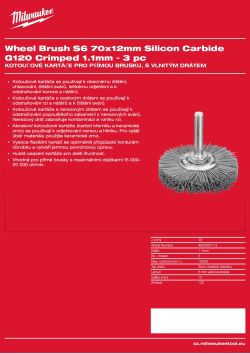 MILWAUKEE Kotoučový kartáč S6 70×12 mm, karbid křemíku G120, vlnitý drát 1,1 mm – 3 ks 4932501713 A4 PDF