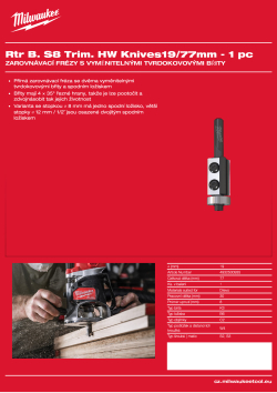 MILWAUKEE Zarovnávací fréza s tvrdokovovými břity, stopka 8 mm, 19 / 77 mm – 1 ks 4932500935 A4 PDF