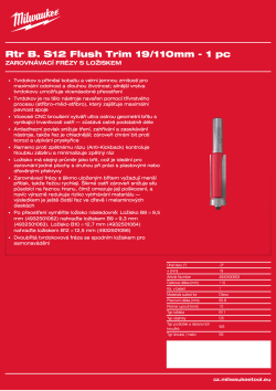 MILWAUKEE Zarovnávací fréza s ložiskem, stopka 8 mm, 19/110 mm – 1 ks 4932500933 A4 PDF