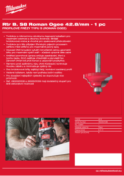 MILWAUKEE Fréza Roman Ogee se stopkou 8 mm, 42,8 mm – 1 ks 4932501038 A4 PDF